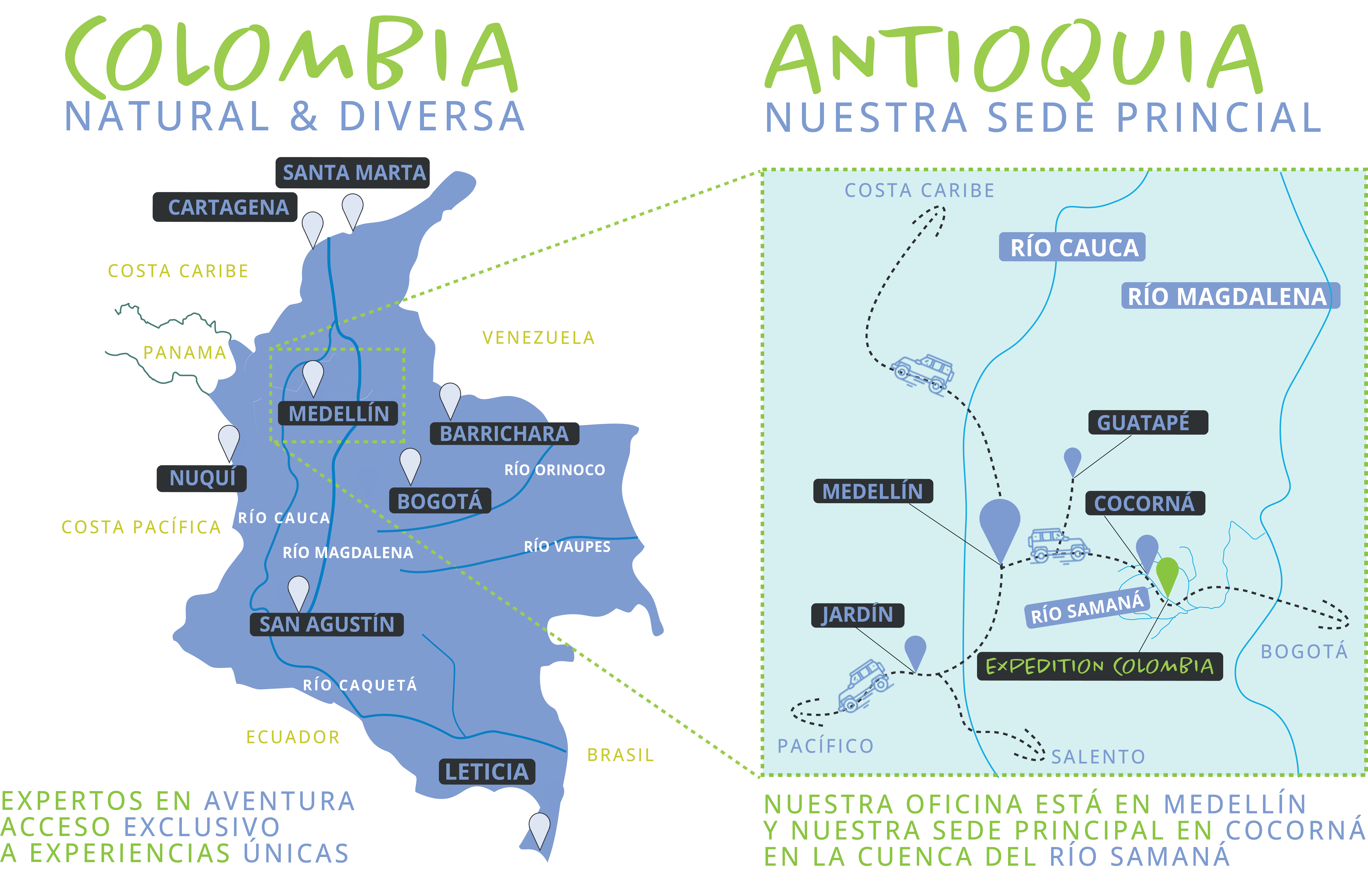 Mapa con la ubicación de la oficina de Expedition Colombia en El Poblado, Medellín