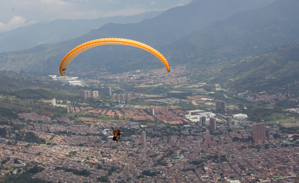 paragliding over medellin