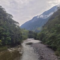 View of Río Santo Domingo flowing through green valley