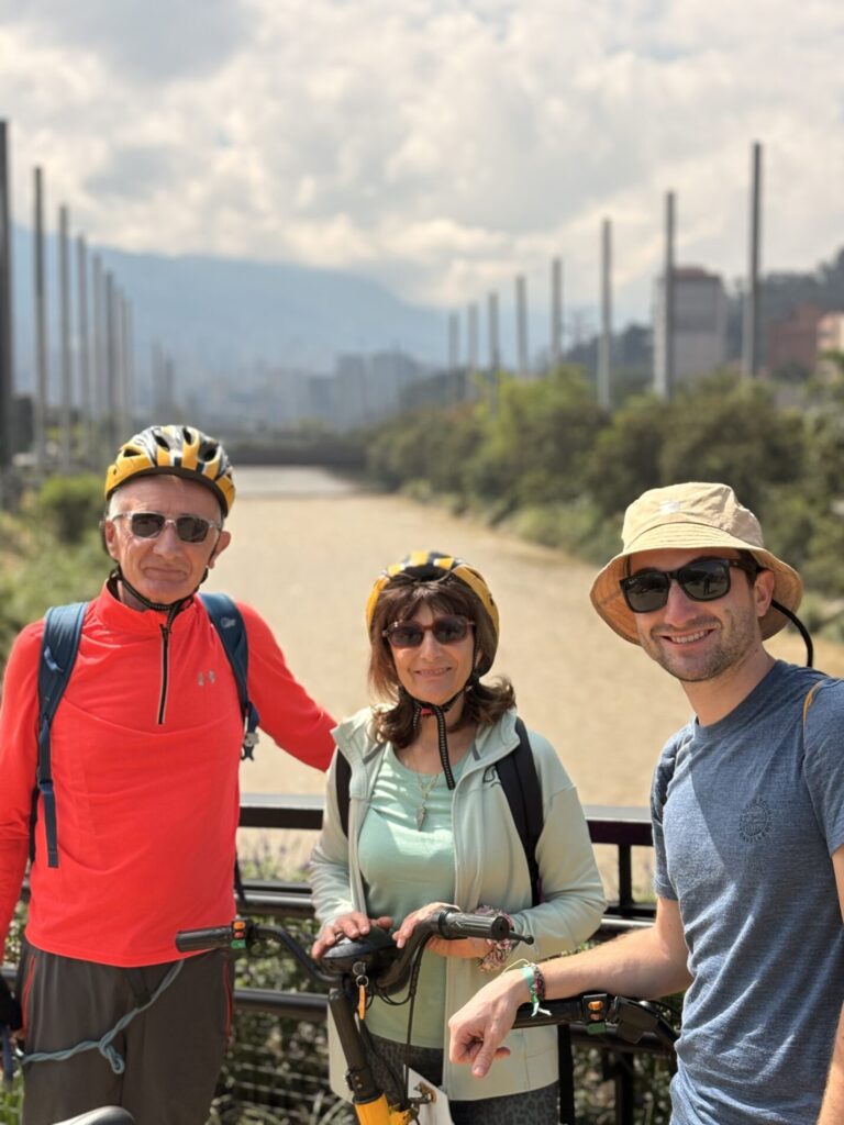 Panoramic view of Medellín from Parques del Río during the bike tour