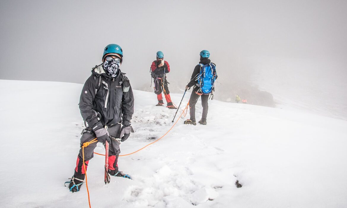 Snow-capped peaks of Santa Isabel seen from the trekking path