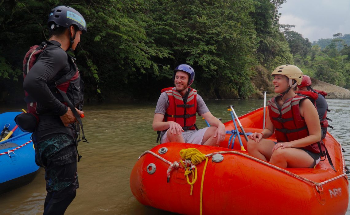 rafting guide clients laughing