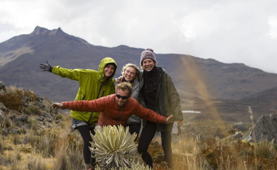 group friends happy mountains nevados
