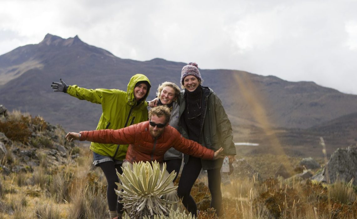 group friends happy mountains nevados