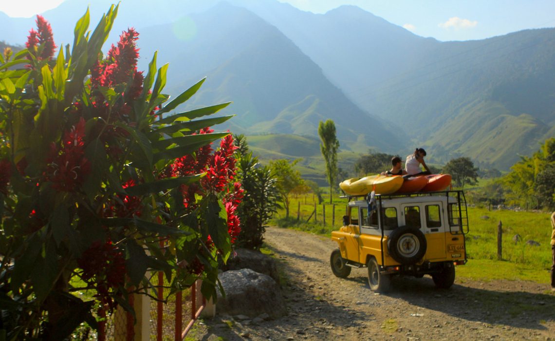 nissan patrol with mountains and flowers