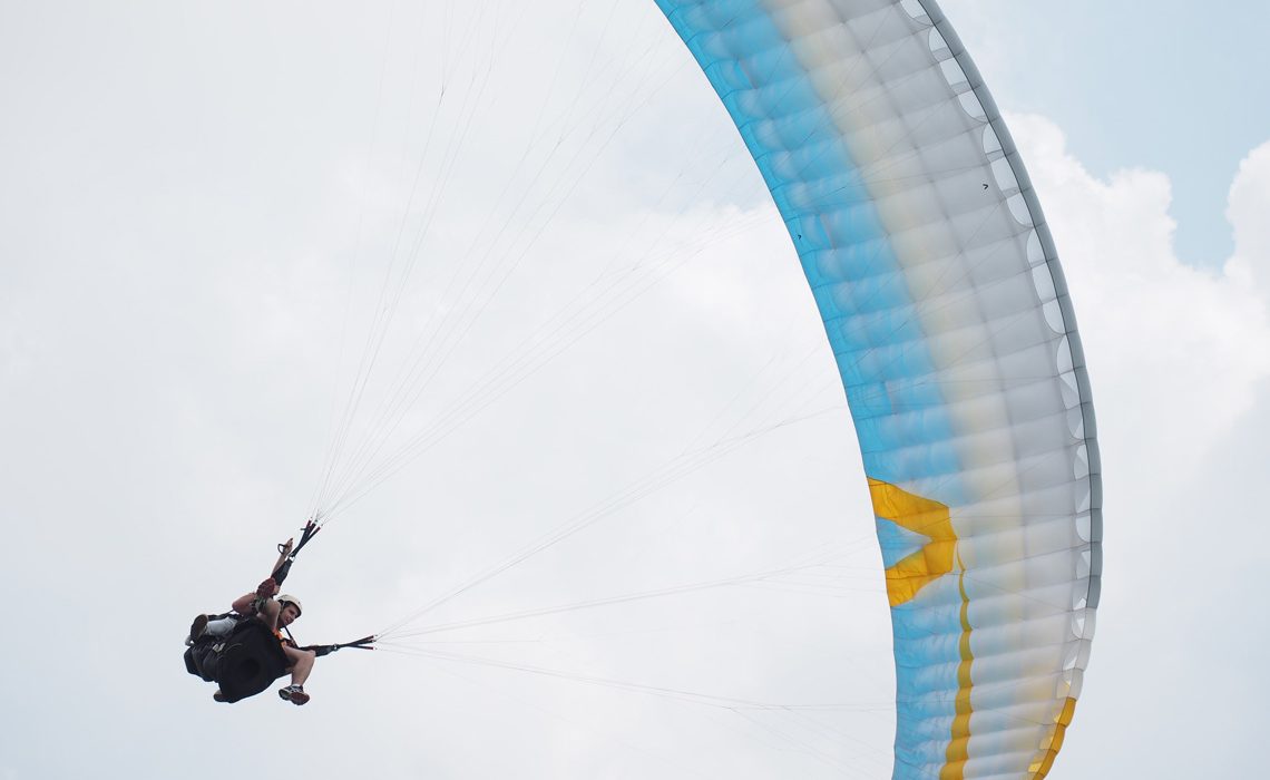 paraglider above camera